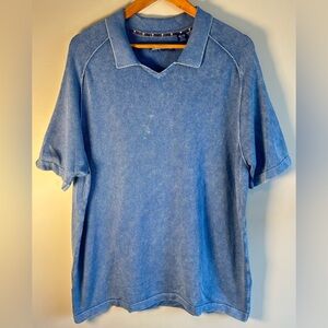 Tommy Bahama Saltwater Tides Sweater Polo Shirt Dutch Blue Size XL EUC